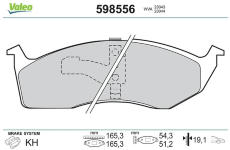 Sada brzdových destiček, kotoučová brzda VALEO 598556