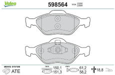 Sada brzdových destiček, kotoučová brzda VALEO 598564