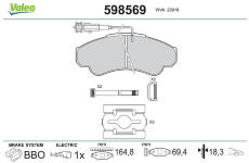 Sada brzdových destiček, kotoučová brzda VALEO 598569