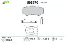 Sada brzdových destiček, kotoučová brzda VALEO 598570