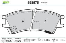 Sada brzdových destiček, kotoučová brzda VALEO 598575
