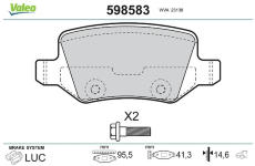 Sada brzdových destiček, kotoučová brzda VALEO 598583