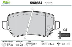 Sada brzdových destiček, kotoučová brzda VALEO 598584