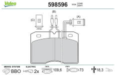 Sada brzdových destiček, kotoučová brzda VALEO 598596