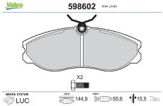 Sada brzdových destiček, kotoučová brzda VALEO 598602