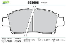 Sada brzdových destiček, kotoučová brzda VALEO 598606