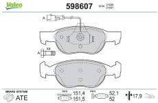 Sada brzdových destiček, kotoučová brzda VALEO 598607