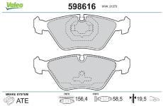 Sada brzdových destiček, kotoučová brzda VALEO 598616