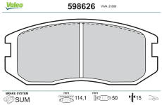 Sada brzdových destiček, kotoučová brzda VALEO 598626