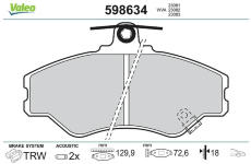 Sada brzdových destiček, kotoučová brzda VALEO 598634