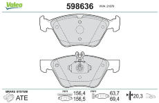 Sada brzdových destiček, kotoučová brzda VALEO 598636