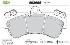 Sada brzdových destiček, kotoučová brzda VALEO 598655