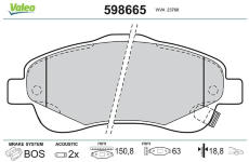 Sada brzdových destiček, kotoučová brzda VALEO 598665