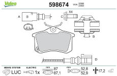 Sada brzdových destiček, kotoučová brzda VALEO 598674