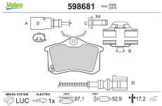 Sada brzdových destiček, kotoučová brzda VALEO 598681