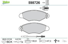 Sada brzdových destiček, kotoučová brzda VALEO 598726
