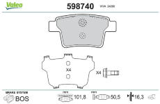 Sada brzdových destiček, kotoučová brzda VALEO 598740