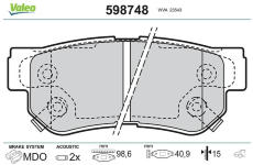 Sada brzdových destiček, kotoučová brzda VALEO 598748