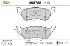 Sada brzdových destiček, kotoučová brzda VALEO 598755