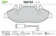 Sada brzdových destiček, kotoučová brzda VALEO 598764