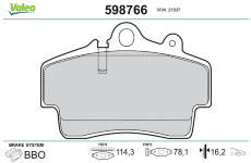 Sada brzdových destiček, kotoučová brzda VALEO 598766
