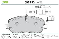 Sada brzdových destiček, kotoučová brzda VALEO 598793