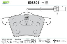 Sada brzdových destiček, kotoučová brzda VALEO 598801