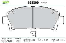 Sada brzdových destiček, kotoučová brzda VALEO 598809