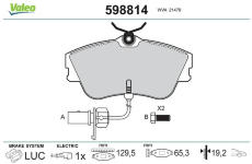 Sada brzdových destiček, kotoučová brzda VALEO 598814