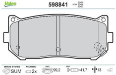 Sada brzdových destiček, kotoučová brzda VALEO 598841