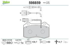 Sada brzdových destiček, kotoučová brzda VALEO 598859