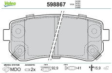 Sada brzdových destiček, kotoučová brzda VALEO 598867