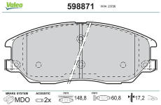 Sada brzdových destiček, kotoučová brzda VALEO 598871