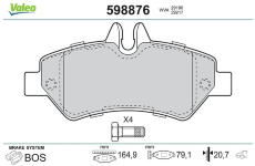 Sada brzdových destiček, kotoučová brzda VALEO 598876