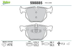Sada brzdových destiček, kotoučová brzda VALEO 598885