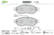 Sada brzdových destiček, kotoučová brzda VALEO 598891