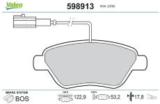 Sada brzdových destiček, kotoučová brzda VALEO 598913