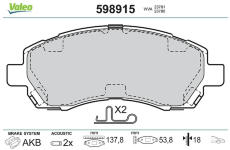 Sada brzdových destiček, kotoučová brzda VALEO 598915