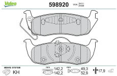 Sada brzdových destiček, kotoučová brzda VALEO 598920