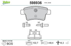 Sada brzdových destiček, kotoučová brzda VALEO 598936