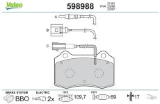 Sada brzdových destiček, kotoučová brzda VALEO 598988