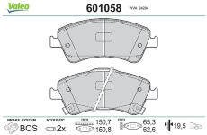 Sada brzdových destiček, kotoučová brzda VALEO 601058