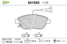 Sada brzdových destiček, kotoučová brzda VALEO 601069