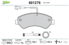 Sada brzdových destiček, kotoučová brzda VALEO 601276