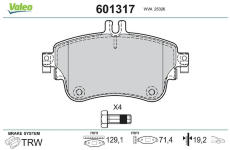 Sada brzdových destiček, kotoučová brzda VALEO 601317