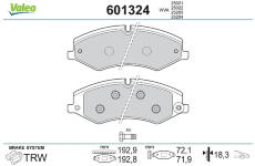 Sada brzdových destiček, kotoučová brzda VALEO 601324
