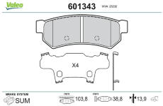 Sada brzdových destiček, kotoučová brzda VALEO 601343