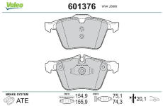 Sada brzdových destiček, kotoučová brzda VALEO 601376