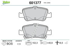 Sada brzdových destiček, kotoučová brzda VALEO 601377
