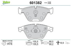 Sada brzdových destiček, kotoučová brzda VALEO 601382